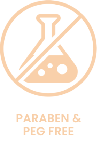 Peach paraben & PEG free circle icon for skincare
