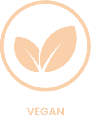 Peach vegan circle icon for skincare